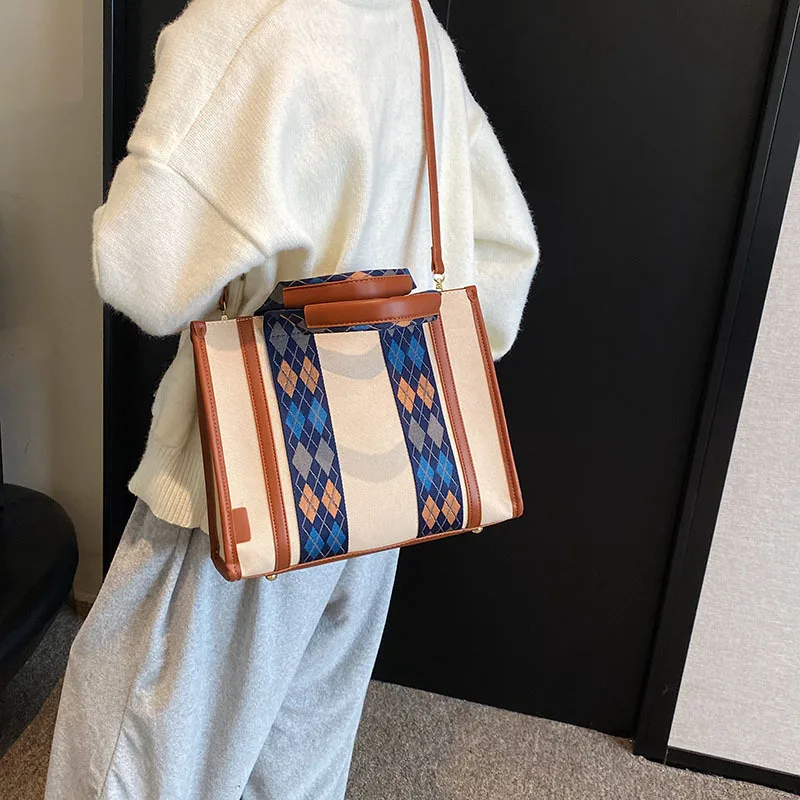 Large Capacity Portable Canvas Handbags Women New Simple Commter Crossbody Bags Versatile Shopping Storage Luxury Tote Bag Purse