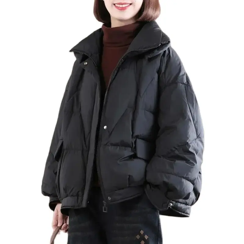 Thickened and Warm Down Cotton Coat for Women\'s 2024 Winter Wear New Loose Large Casual Cotton-Padded Coat Women Outwear Brown