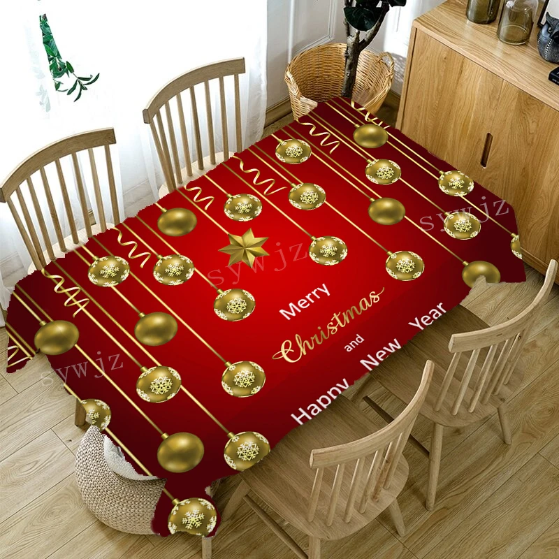 Hot Sale New Year's Tablecloth Festive Table Antifouling Tablecloth Christmas Eve Decoration Rectangular Coffee Table Tablecloth