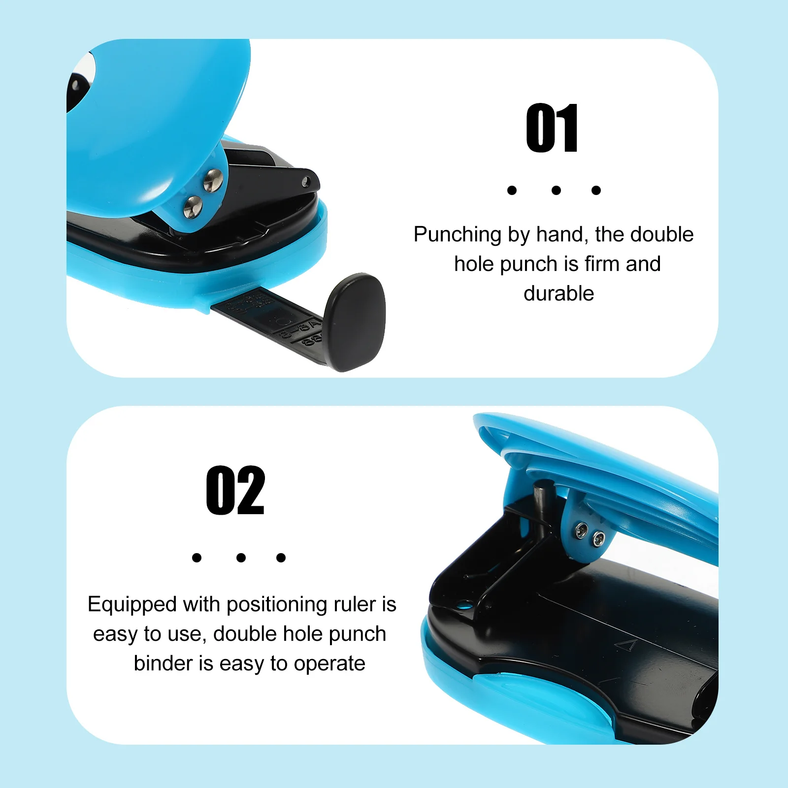 

Compact Desktop 2-Hole Punch Durable Manual Paper Puncher for DIY Scrapbook Photo Album Office Use Two Hole Punch