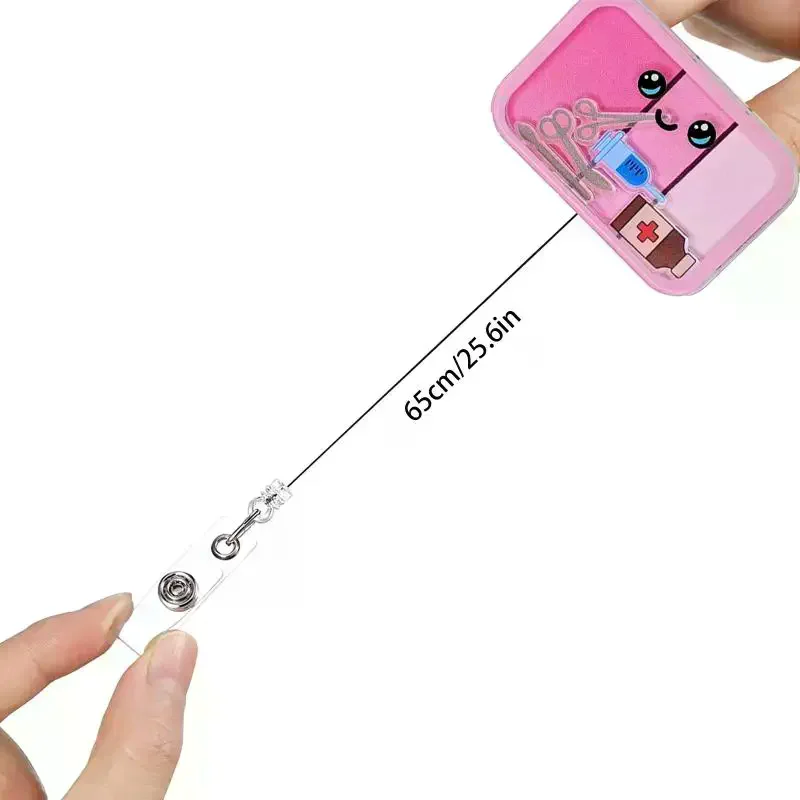Acrylic Anime Scrubs Pills Bottle Large Intestine Retractable Nurse Badge Reel Doctor ID Card Holder Shaker