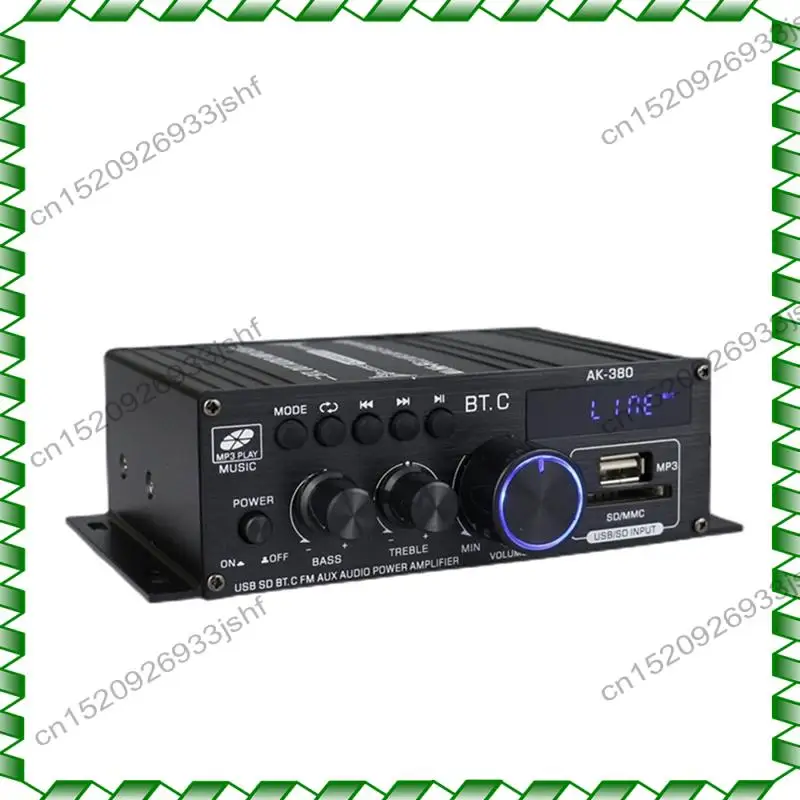 

-BOFF Ak380 800W 12V Power Amplifier Bluetooth Stereo Home Car BASS Audio Amp Music Player Car Speaker Class D FM USB/SD Replace