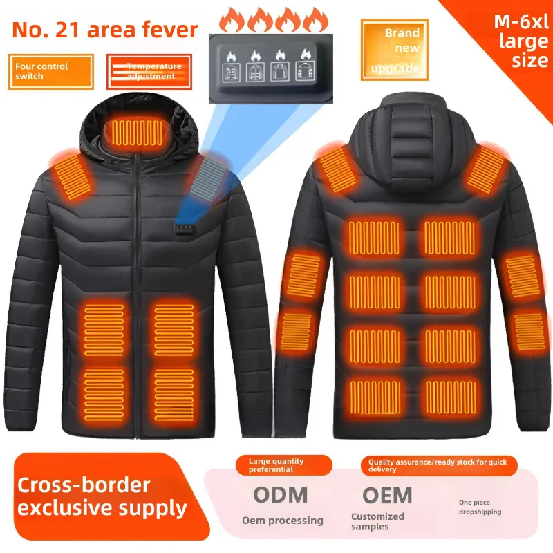 

New Four-Control Area Intelligent Heating Cotton-Padded CoatUSBCharging Heating Full Body Warm Winter Cotton Dress Coat