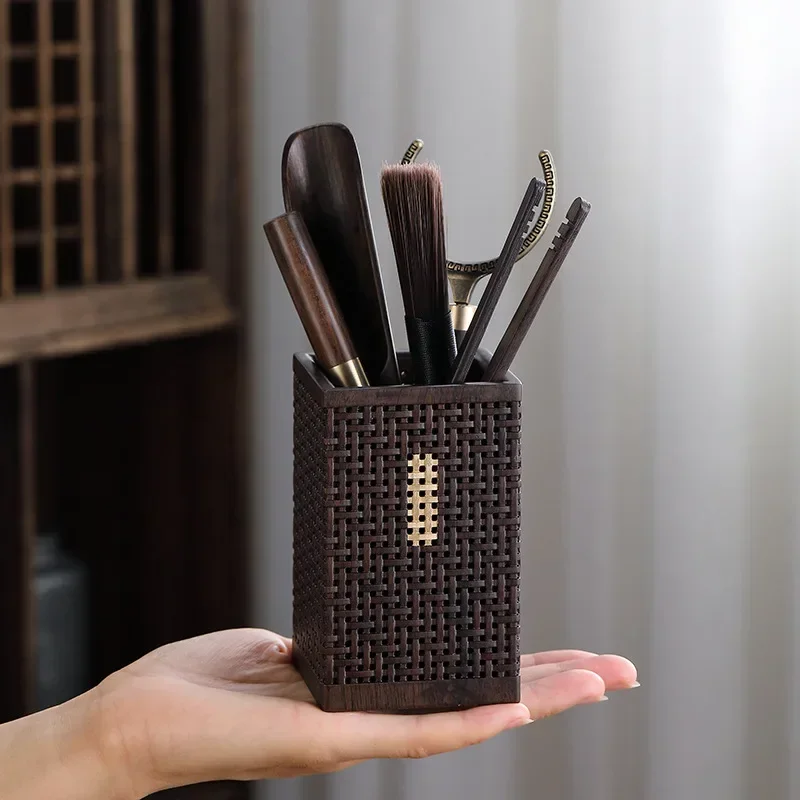 Ebony Solid Wood Tea Ceremony Six Items Set High-End Accessories 6 Gentleman Tea Clamp Tea Knife Spoon Tools - view 2