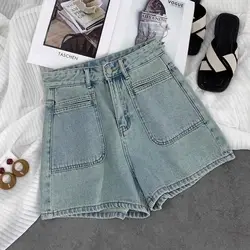 Sweet and Spicy Cowboy Shorts for Women's 2024 Summer Thin High Waist Slim A-line Loose Wide Leg Shorts