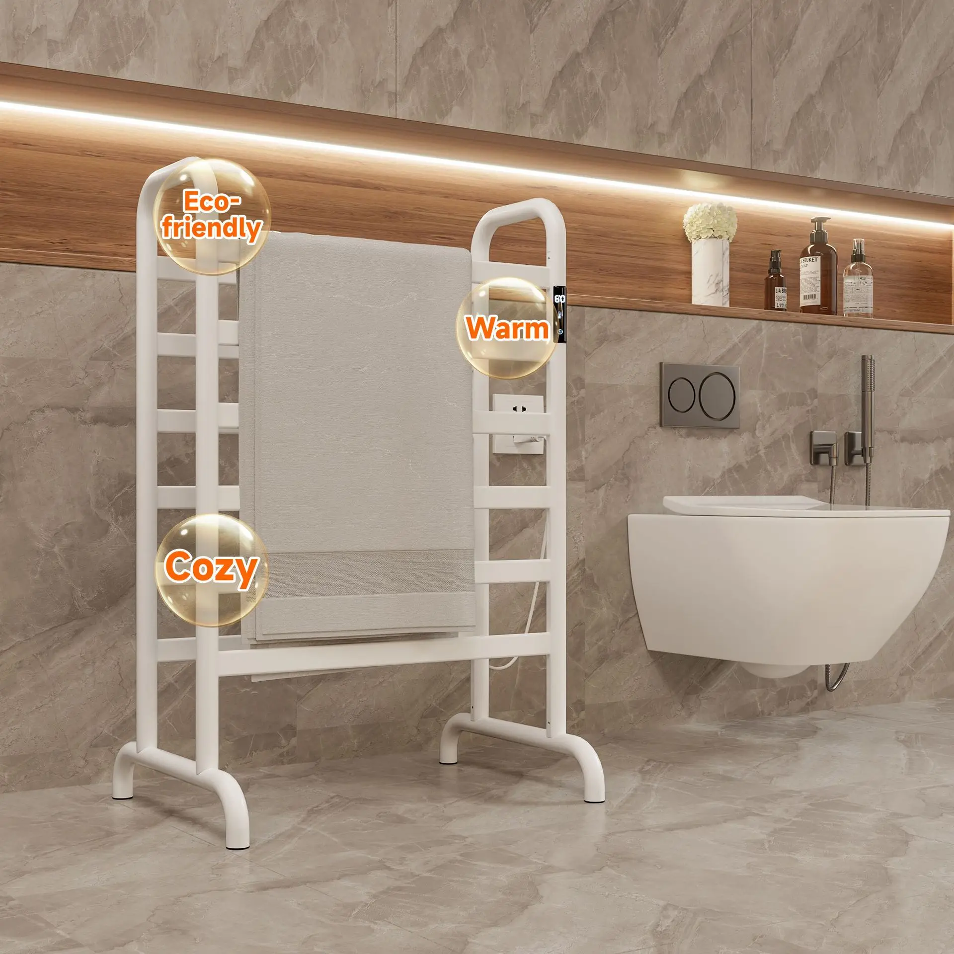 Bathroom electric towel rack drying rack electric floor towel rack American standard European standard plug touch screen control
