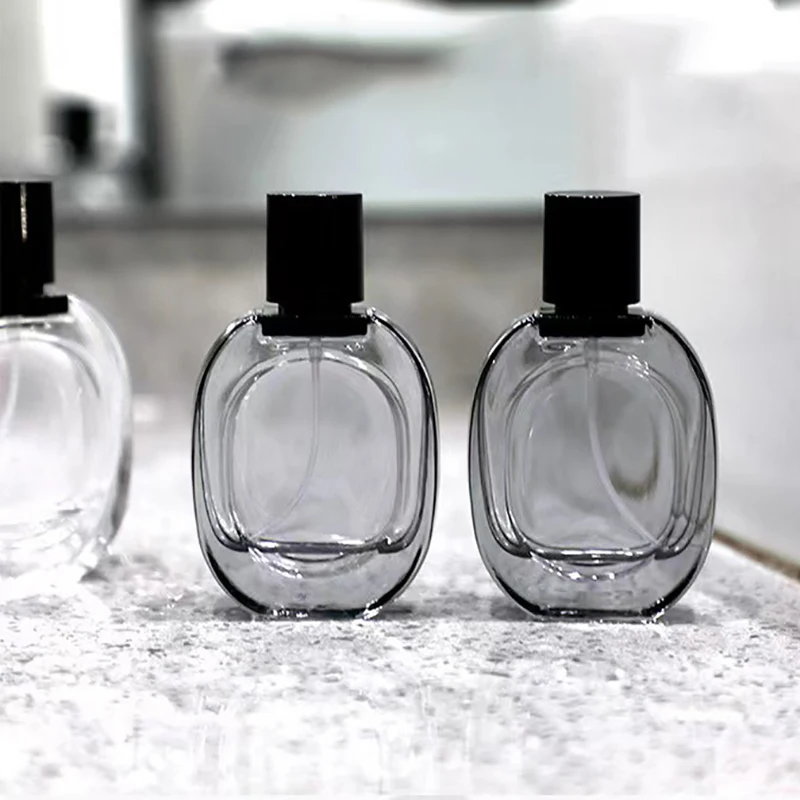 50ML przenośna butelka z rozpylaczem do perfum szklana butelka z rozpylaczem do wielokrotnego napełniania zamiast kosmetyków podróżnych typ prasy o dużej pojemności