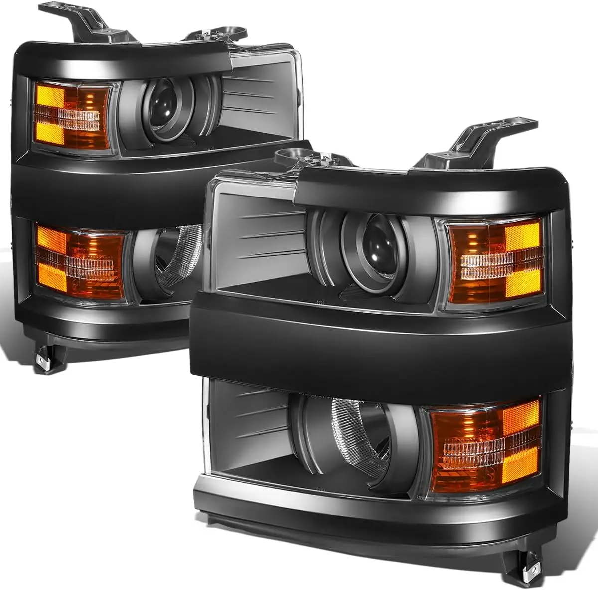 Fits 2015-2019 Chevy Silverado 2500HD 3500HD Projector Headlights Assembly, Driver & Passenger Side Headlamp Replacements, Black
