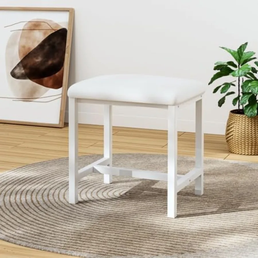 

Small Vanity Stool, Cute Vanity Stools with Cushion, White Makeup Vanity Chair for Small Spaces, Living Room, Bedroom, Bathroom