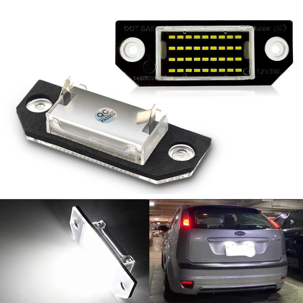 

2pcs 36SMD LED Number Plate Light For Ford Focus MK2 Ford Focus C-MAX LED License Plate Lamp Error Free 6000k White