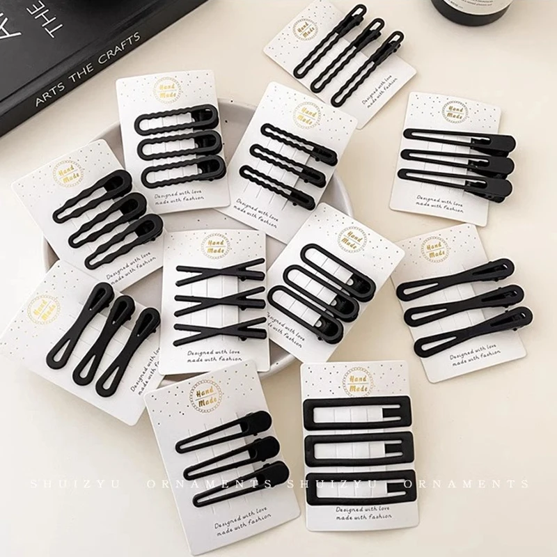 Punk Hollow Out Hairpin Y2K Vintage Geometric Hair Clips Silver Metal BB Clips Korean Barrette Gothic Girl Side Hair Accessories