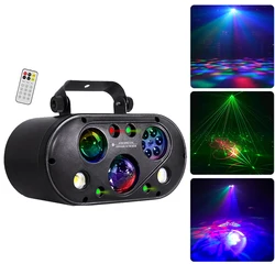 6IN1 Stage Laser Light DMX/Remote Control LED Magic Ball Light LED Pattern Light Water Wave Strobe Lighting for Party Disco Dj