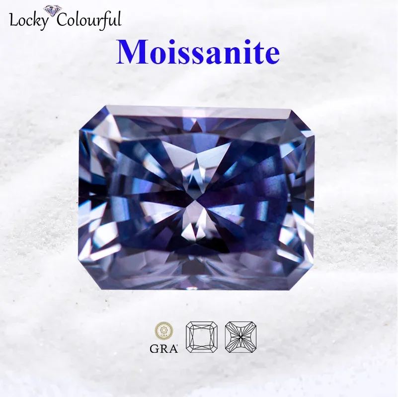 

Moissanite Radiant Cut VVS1 Lavender Color with GRA Certificate for DIY Charms Beads Jewelry Making Pendant Earrings Materials