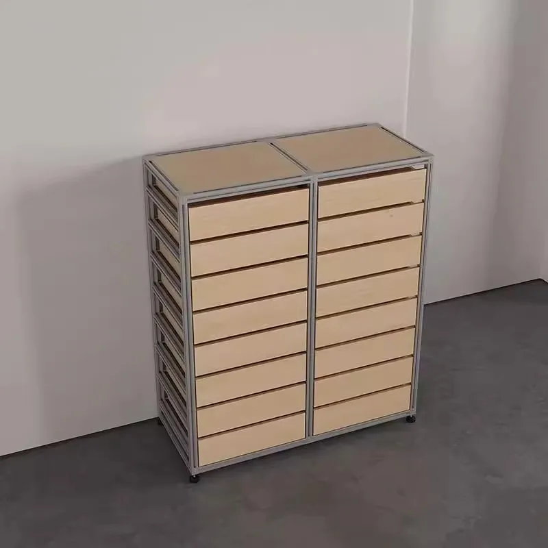 Medieval, aluminum, birch, side cabinets, drawers, multi-function