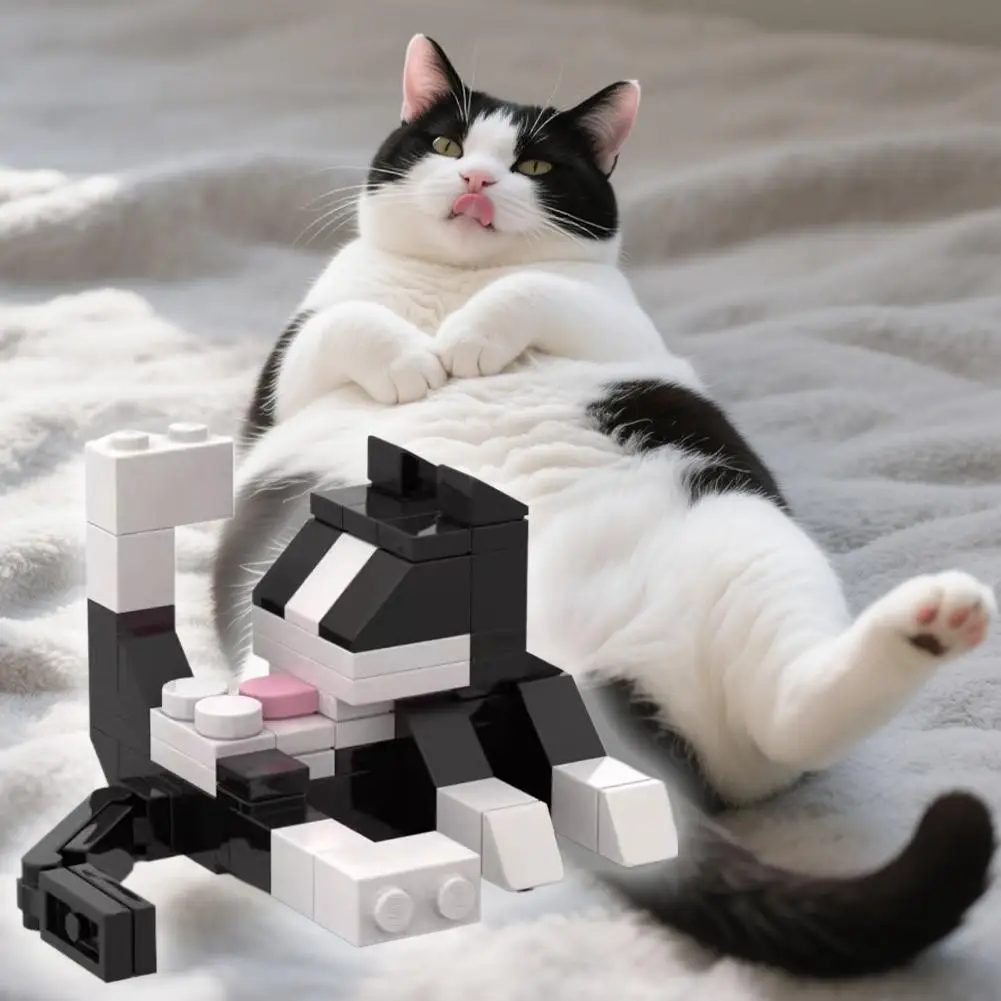 1 عدة الحيوان سلسلة MOC الطوب القط الشكل DIY بها بنفسك اللبنات الاطفال التعليم لعب للأطفال هدية عيد ميلاد #4