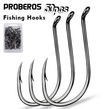 PROBEROS 고탄소강 바닷물용 가시 낚시 후크, 낚시 dayu11 민물 물고기 후크, 50 개