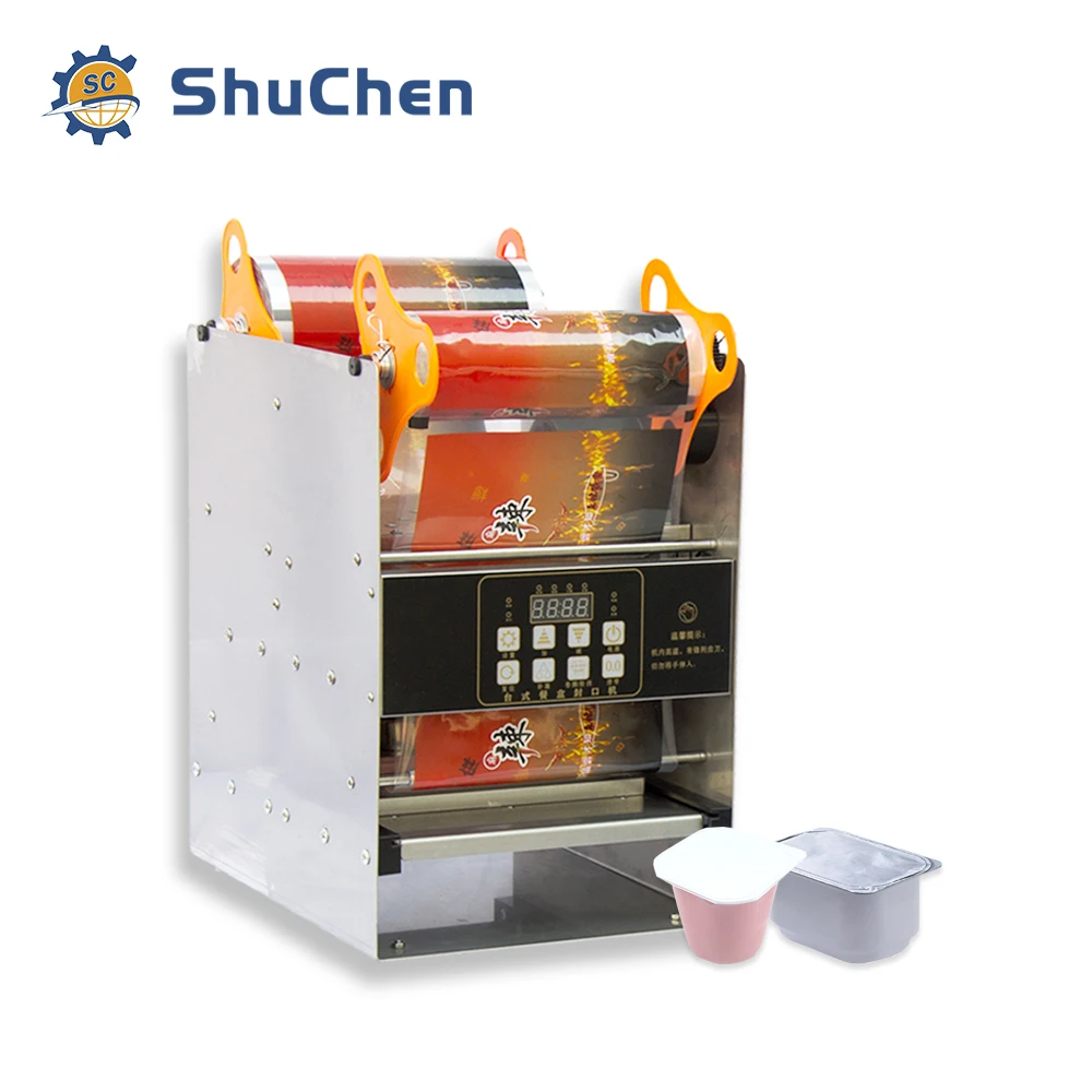 Shuchen Full Cup Sealing Machine Plastic Tray Sealer Paper Cup Milk Tea Foil/Film Packing Machine For Meat Vegetables Storage