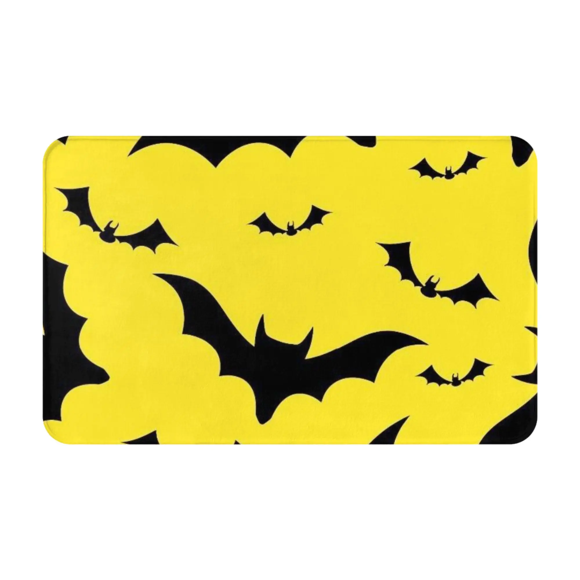 Yellow Black Halloween Bat Cloud Pattern Anti-Slip Doormat Living Room Mat  Entrance Indoor Home Decorative