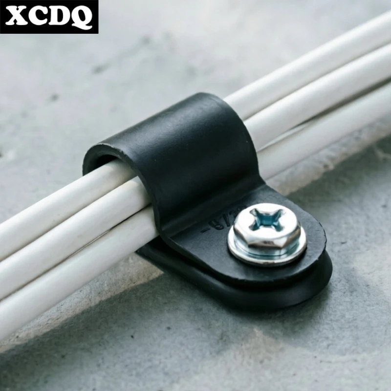 100PCS CC-1.5S PA66 Nylon R-Type P Clip Cable Clamp Fits 7mm Wire Screw Mount Electrical Cord Hose Line Management Fix P Clip