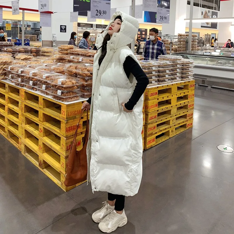 Gilet con cappuccio da donna Jaet al ginocchio sopra il ginocchio Capispalla invernale Cappotto lungo con chiusura a cerniera color taglio dritto