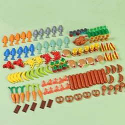 MOC Food Accessories Building Blocks Compatible City Friends Fruit Bread Chips Pizza Blocks Bricks Parts Toys for Kids DIY Toys