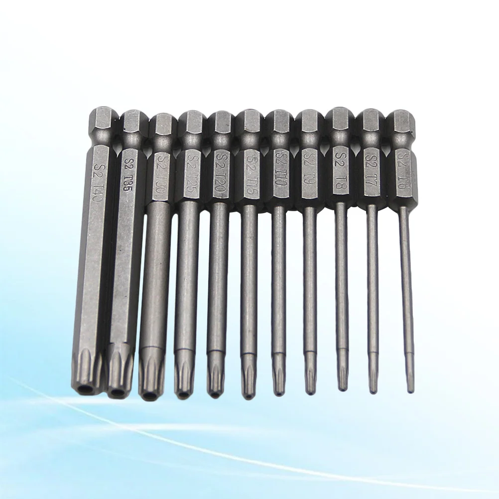 

11Pcs S2 Steel Plum Batch Head Screwdriver Bits Magnetic 75Mm Lengthened Handle Set for Electric Drill Handle Screwdriver Head