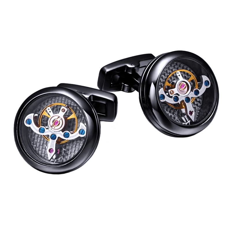 KFLK jewelry shirt cufflink for mens Brand cuff button watch Mechanical movement cuff link high quality Tourbillon guests