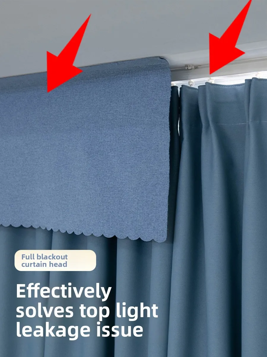 Full Light Blocking Self Adhesive No Drilling Magic Tape Simple Curtain Head Track Roman Pole Top Covering Bedroom Bay Window...