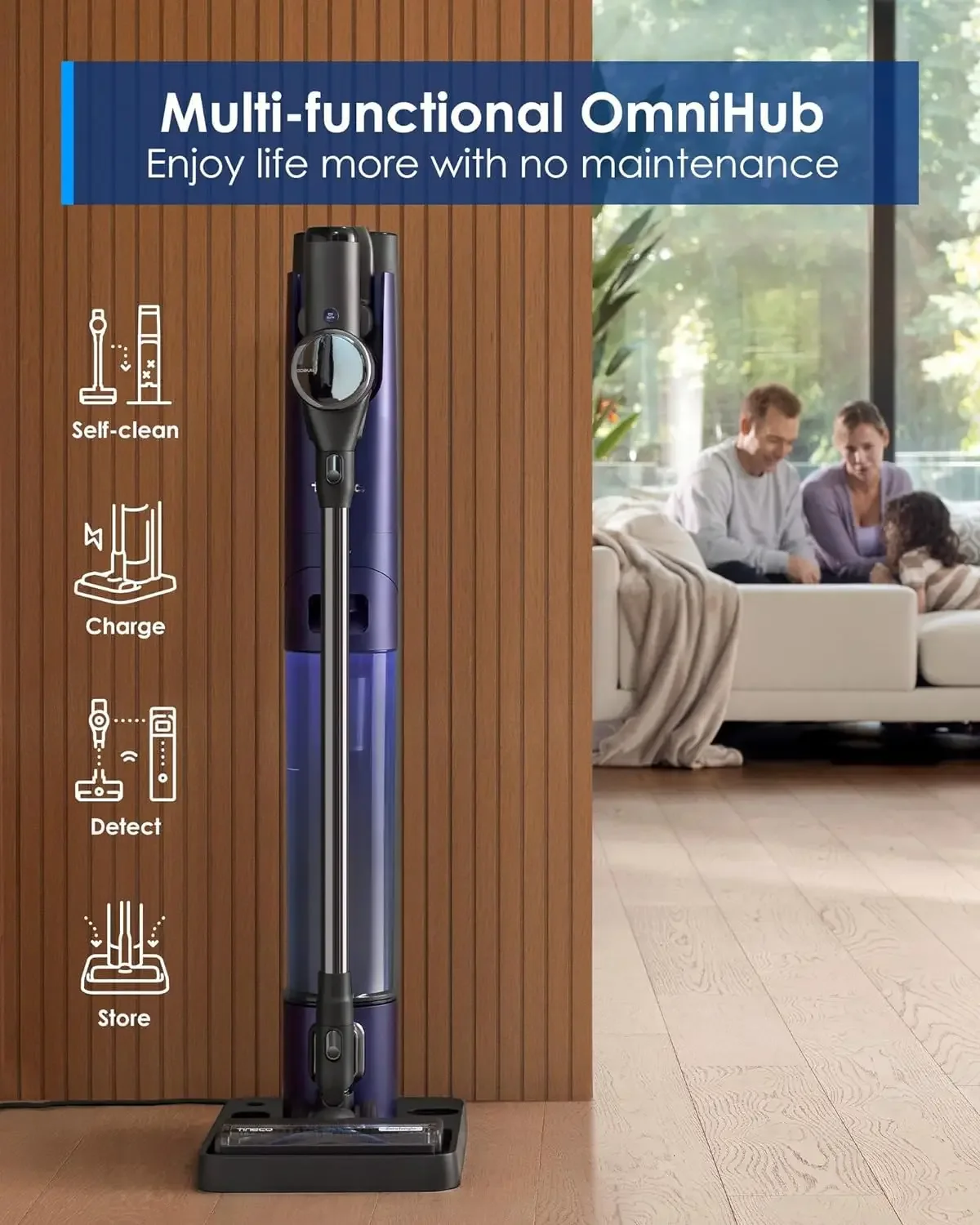 For Tineco Pure ONE Station FurFree Cordless Vacuum Cleaner with 3L Auto Dust Base, Smart Stick Vacuum Cleaner Powerful Suction