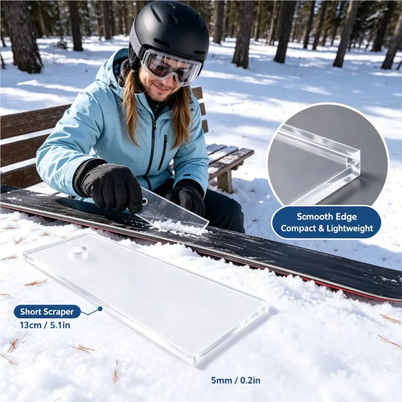 Portable Acrylic Snowboard Wax Scraper, Handy Ski Accessory, Perfect for Home Waxing & Ski Resort Equipment Tuning