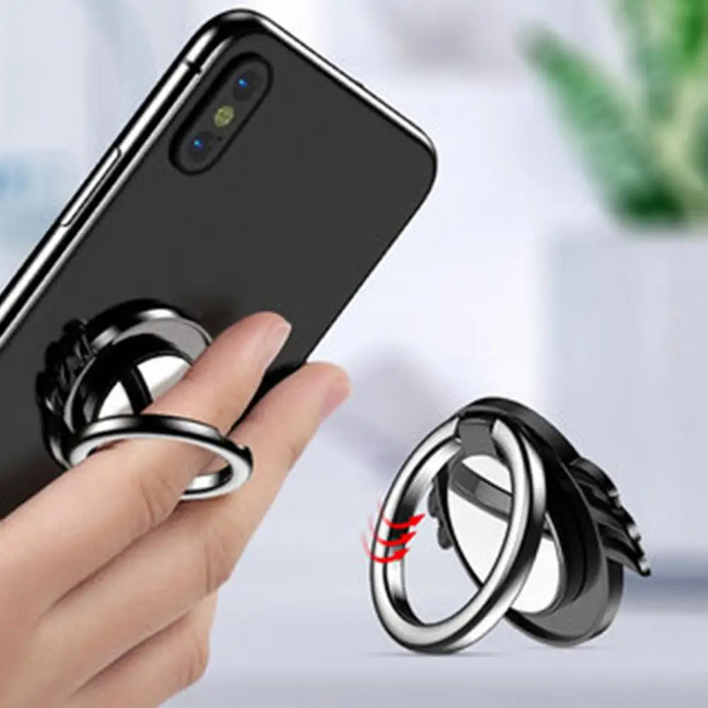 Mobile Phone Stand Magnetic 360-degree Rotation Ultra-thin Cell Phone Finger Ring Holder for Desktop