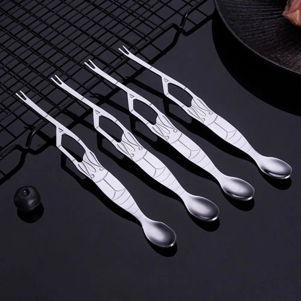 2Pcs Crab Seafood Forks Lobster Picks Tools Steel Fork Stainless Crackers Tool Spoon Eating Leg Nutshellfish Set Pick Eatting