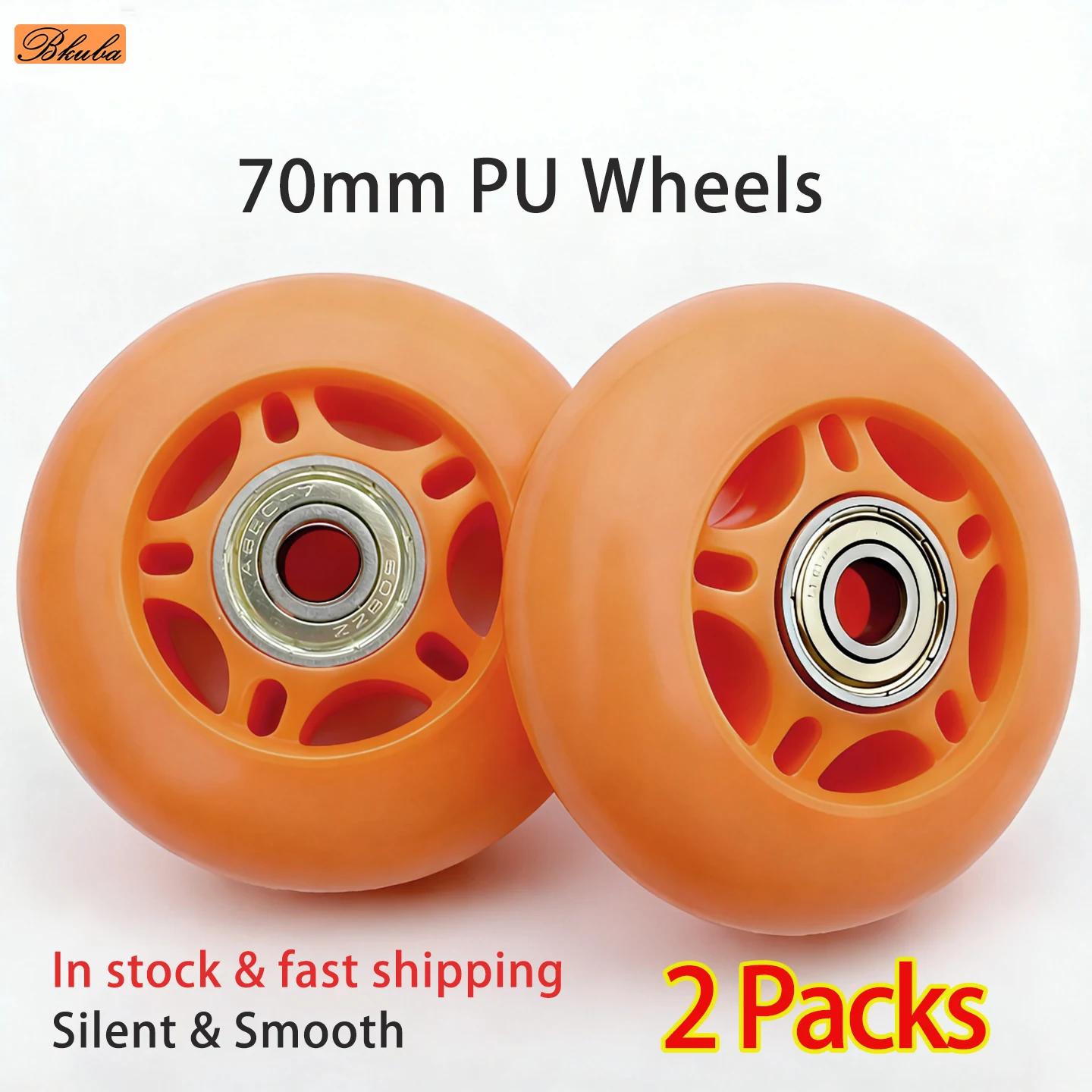 

In Stock, Fast Shipping 2PCS 70mm High Elastic PU Silent Wear-resistant Wheels Universal Accessories for Scooters Inline Skates