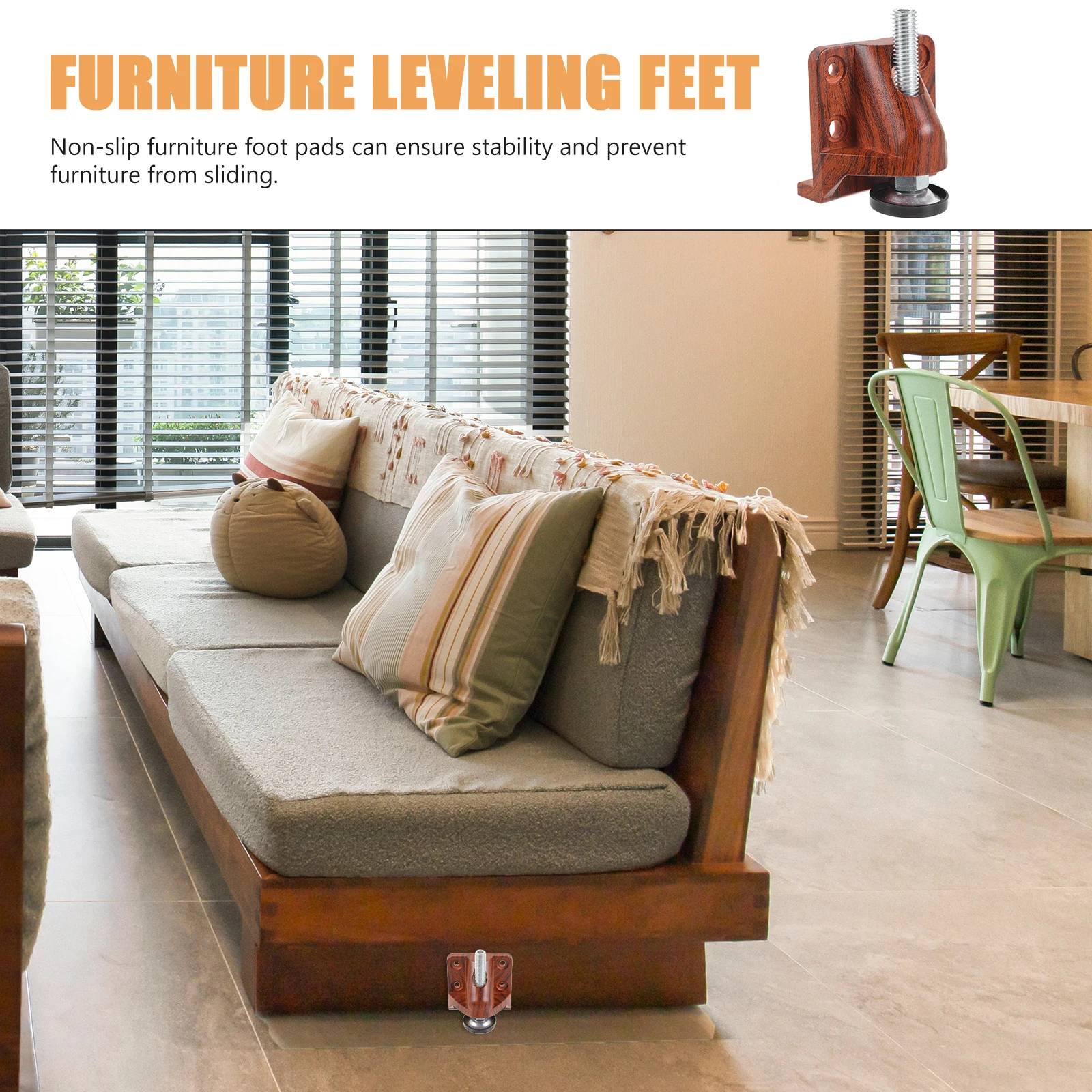 

Heavy Duty Leveling Feet Adjustable Furniture Levelers Wood Grain Non-Slip Pads For Wardrobes Cabinets Table Leg Levelers
