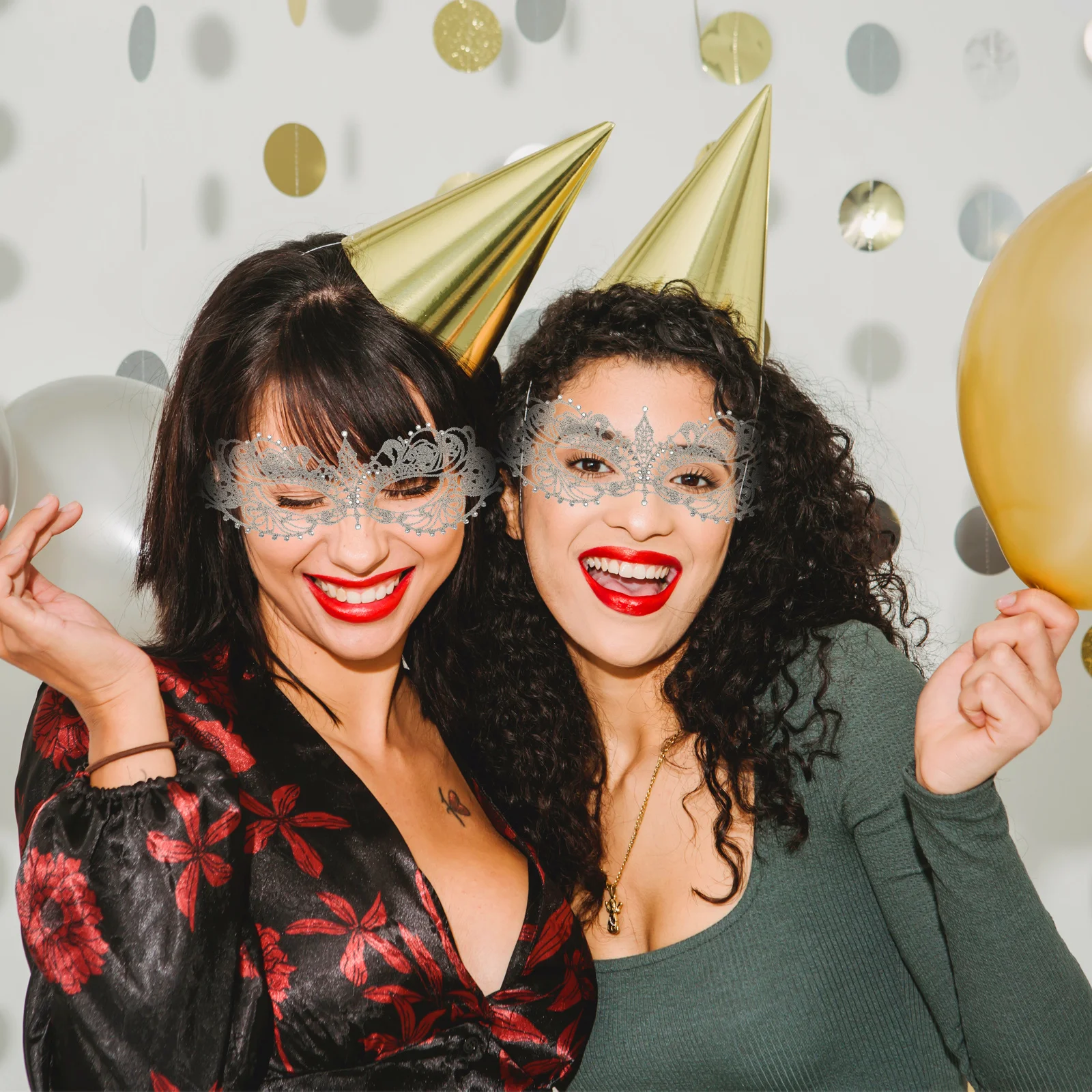 

NOLITOY Women Lace Masquerade Mask with Shiny Gemstone Decor for Halloween Christmas Prom Party Costumes