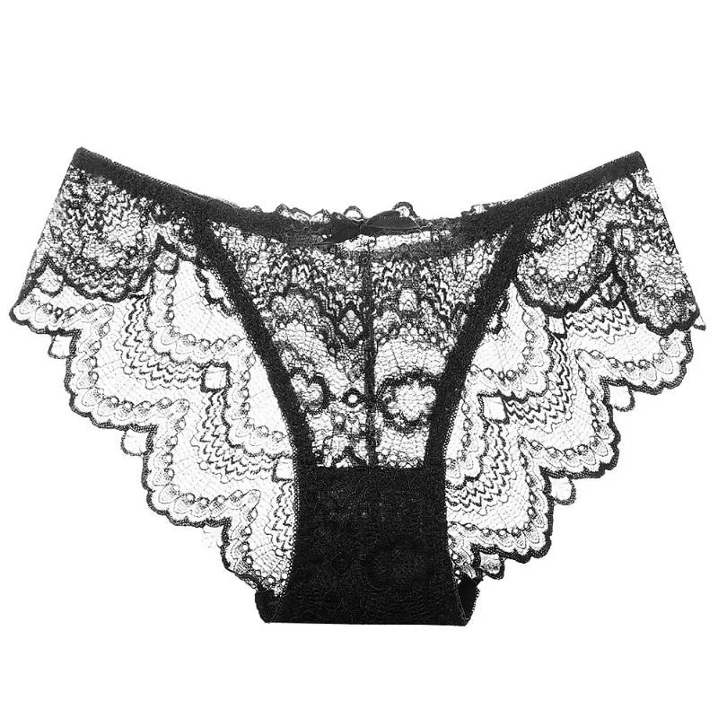 Sexy Ladies Lace Transparent Panties Low-Rise Lingerie Female Hollow Out Underpants Comfortable Short See Through Briefs