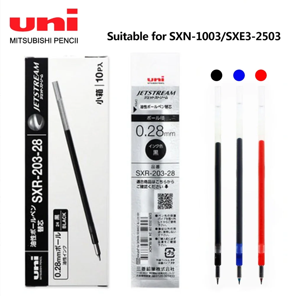 10pcs Japan UNI Ballpoint Refill SXR-203 JETSTREAM Series Applicable To SXE3-2503/SXN-1003 Oily 0.28mm/0.38mm School Acsesories