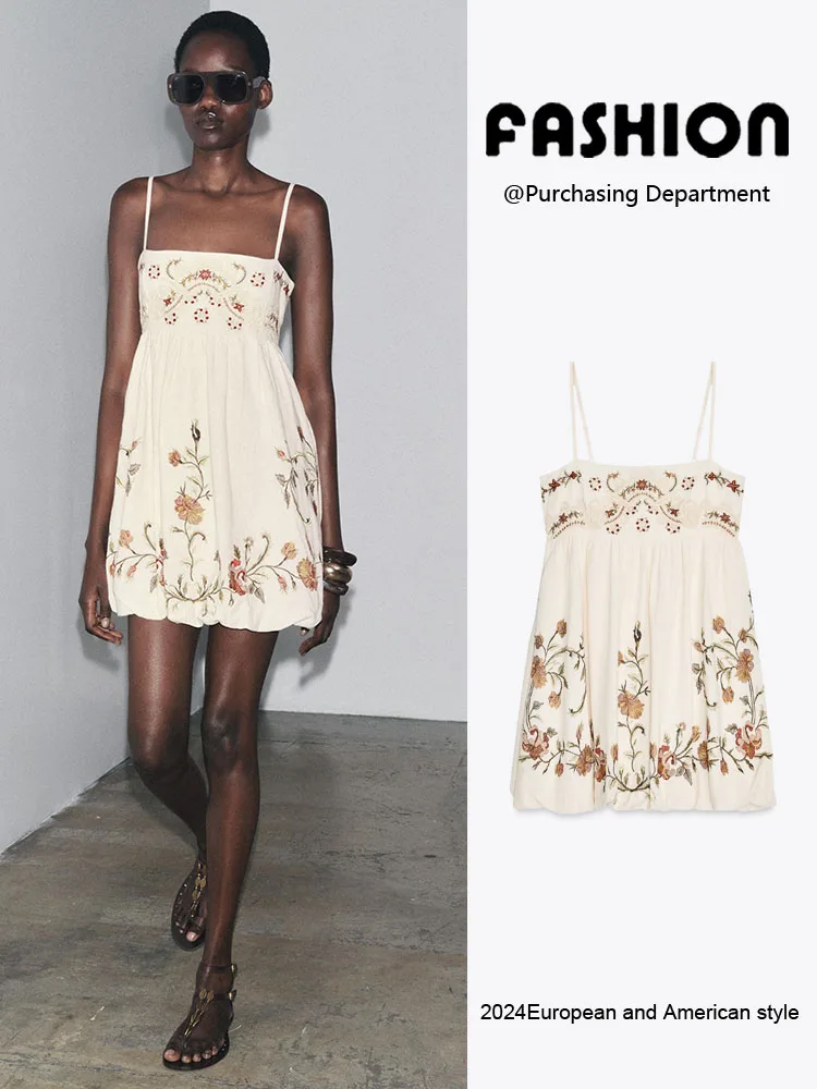 

Faionable Summer New Arrival Women's ort Embroidered Strapl Dr Elegance Svel Gown for Ladies Premium Quali