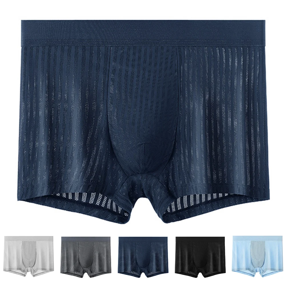 All Season Comfortable Underwear For Men Ice Silk Comfortable Briefs Ice Silk Boxer Briefs Medium Waist Design