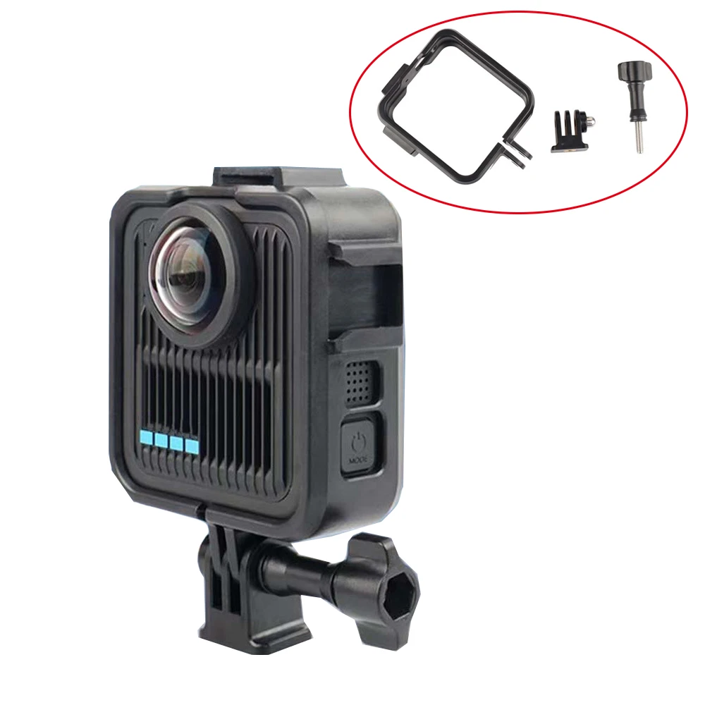 For Gopro Max 2 Frame Case Shell Protective Extra Cage + Base Mount + Long Screw Cold Shoe For Go Pro Max2 Case Camera Accessory