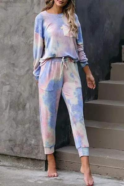 

2020 Spring And New Clothes Printed Two Piece For Women's Summer Long Sleeved Pants Home Set