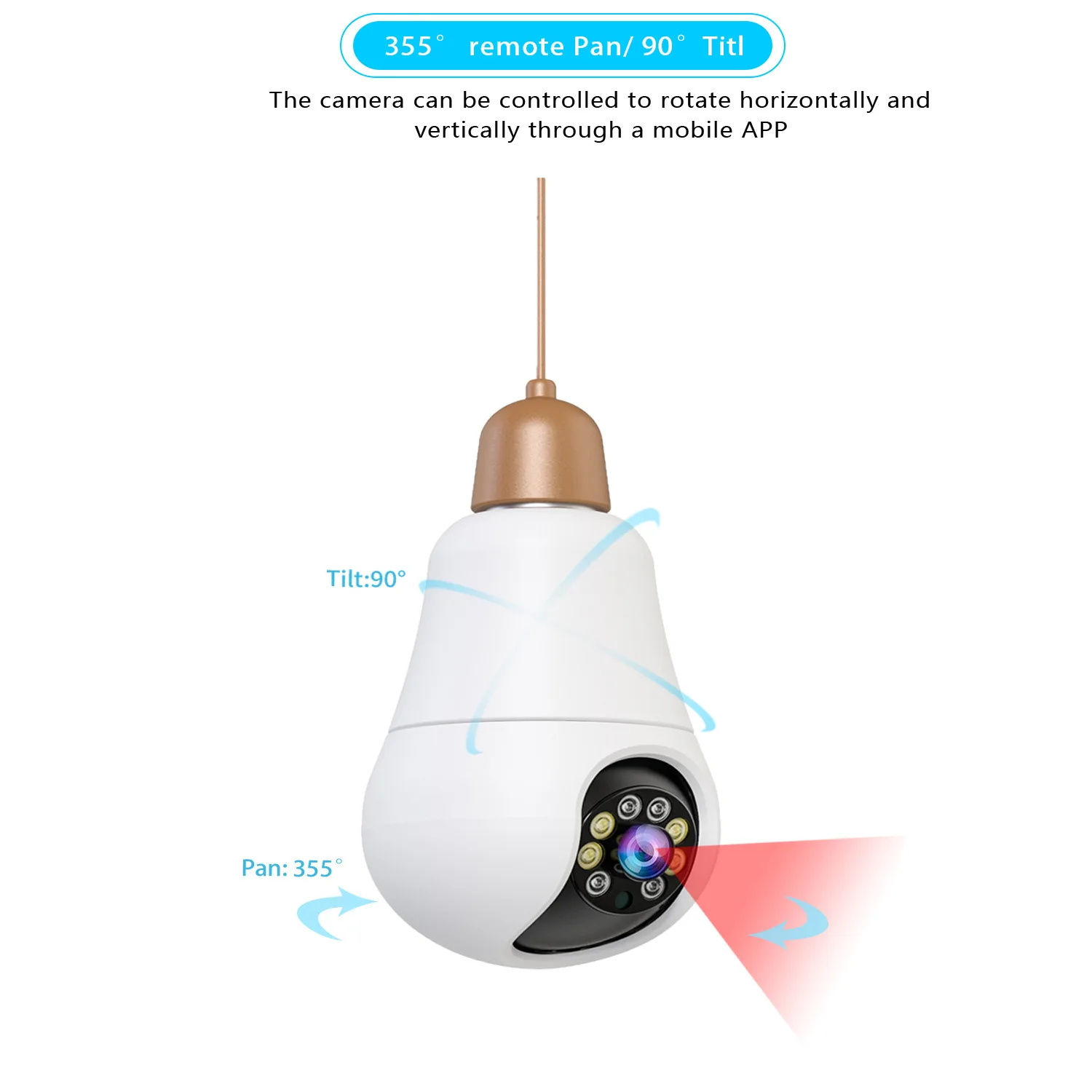 2MP 1080P E27 Lamp Head Socket 360Degree Wireless PTZ IP Dome Camera Full Color AI Humanoid Detection Security Baby Monitor