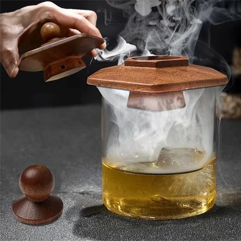 مجموعة مدخن الكوكتيل A76K للويسكي والبوربون، مدخن بغطاء للرأس الخشبي مع أدوات قديمة الطراز، يعزز نكهة المشروبات #3