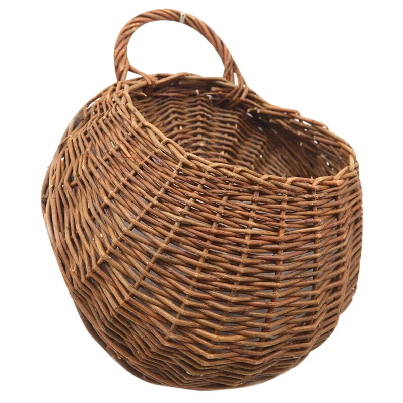 

Handmade Woven Hanging Basket Natural Wicker Hanging Storage Basket For Home Garden Wedding Wall Decoration