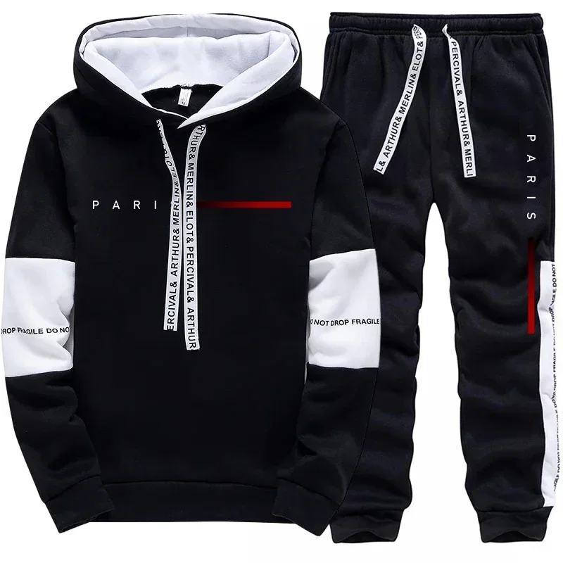 Men's Hooded Sweatshirts Sweatpants Paris Fashion Hoodie Streetwear Male thin version Daily Casual Sports Pullover Jogging Pants