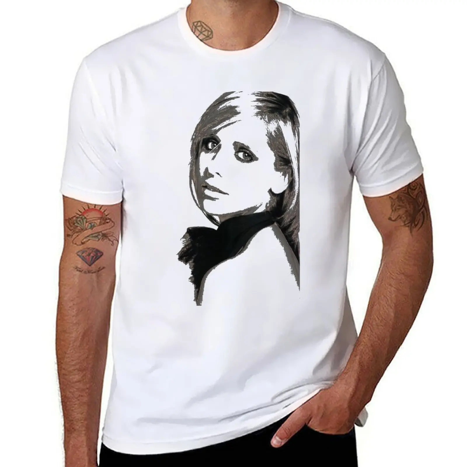 

Sarah Michelle Gellar T-Shirt anime tshirt t shirt man cotton t shirt man plain T-shirt