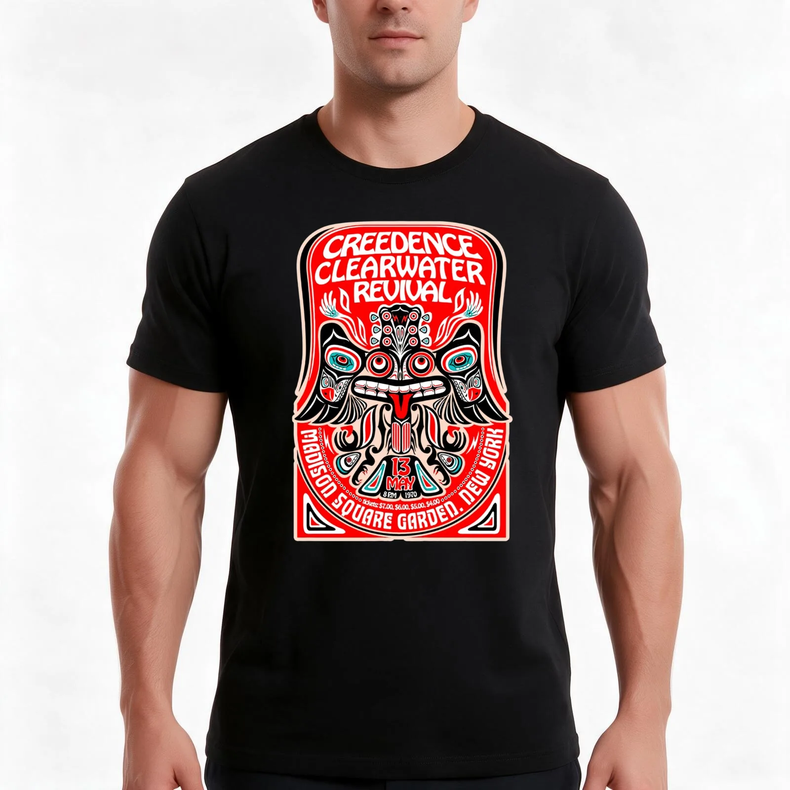 Best Seller - Creedence Clearwater Revival T-Shirt, Summer Casual Cotton Tee, Oversized Streetwear Tops, Vintage Graphic Print