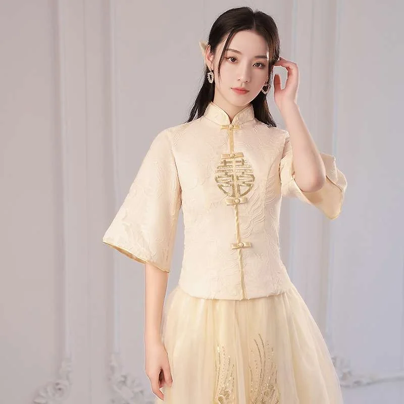 

Китайское ретро подружки невесты Dr Light Роскошное свадебное платье Nine Sve со средней талией на молнии Sle Женское модное вечернее платье