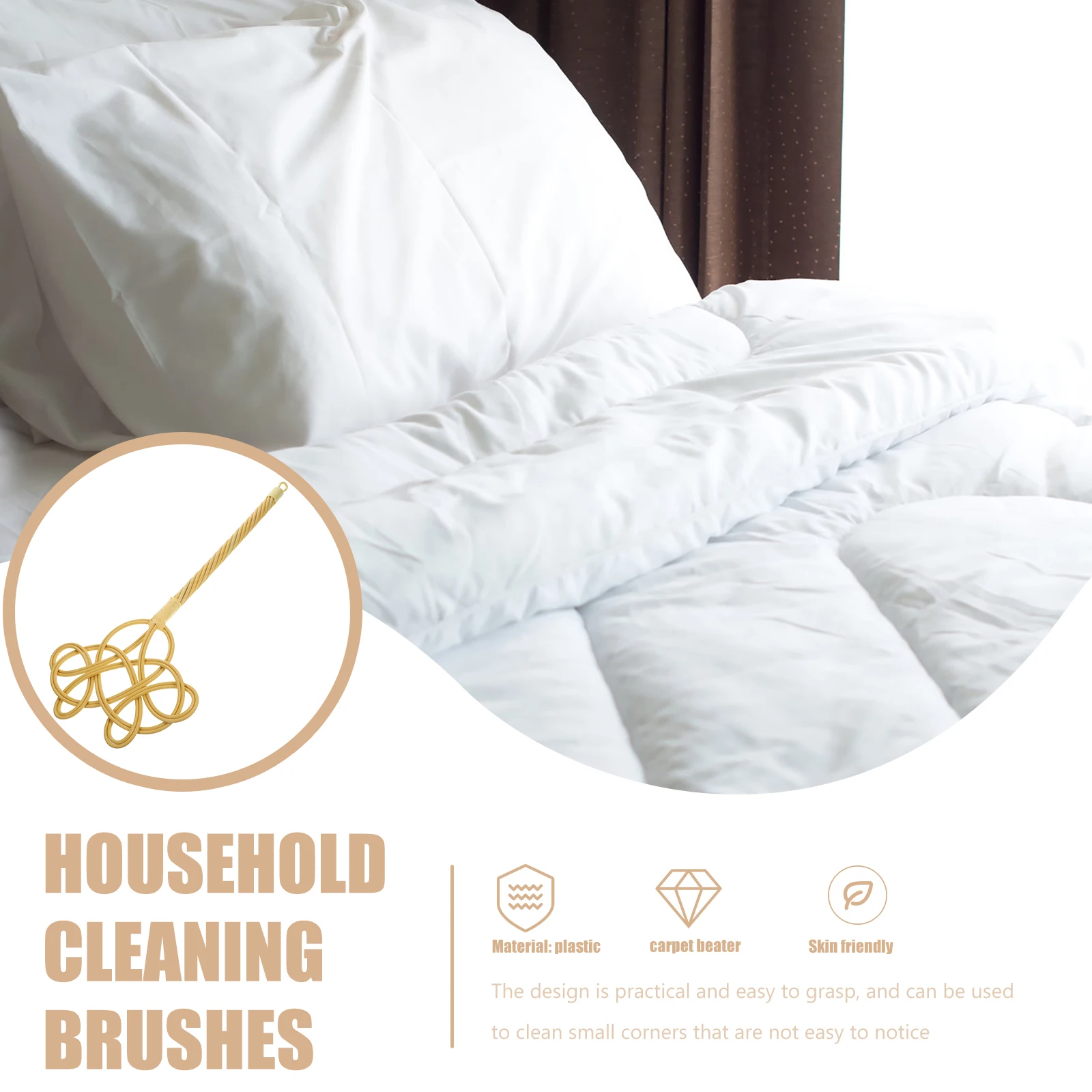 

Rattan Quilt Long Handle PP Material Home Cleaning Duster Carpet Quilt Household Dust Beater Rug Beater Dust Cleaner