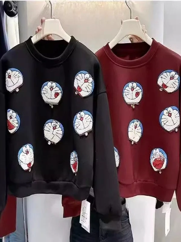 เสื้อสเวตเตอร์ไซส์ใหญ่พิเศษ 300 ปอนด์ ปักลายหนัก สำหรับฤดูใบไม้ร่วงและฤดูหนาว เนื้อผ้าบาง ผู้หญิงไซส์พลัส แฟชั่น คอกลม แขนยาว